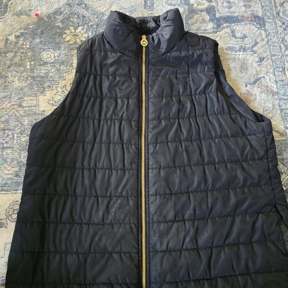MICHAEL Michael Kors Black Quilted Vest Gold Hardware